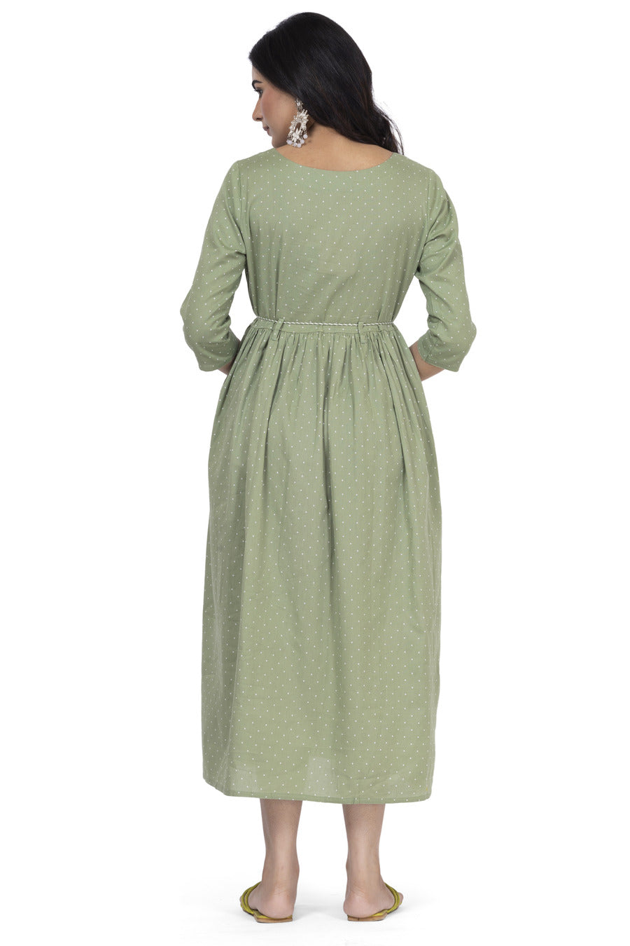 Cotton Printed green frock