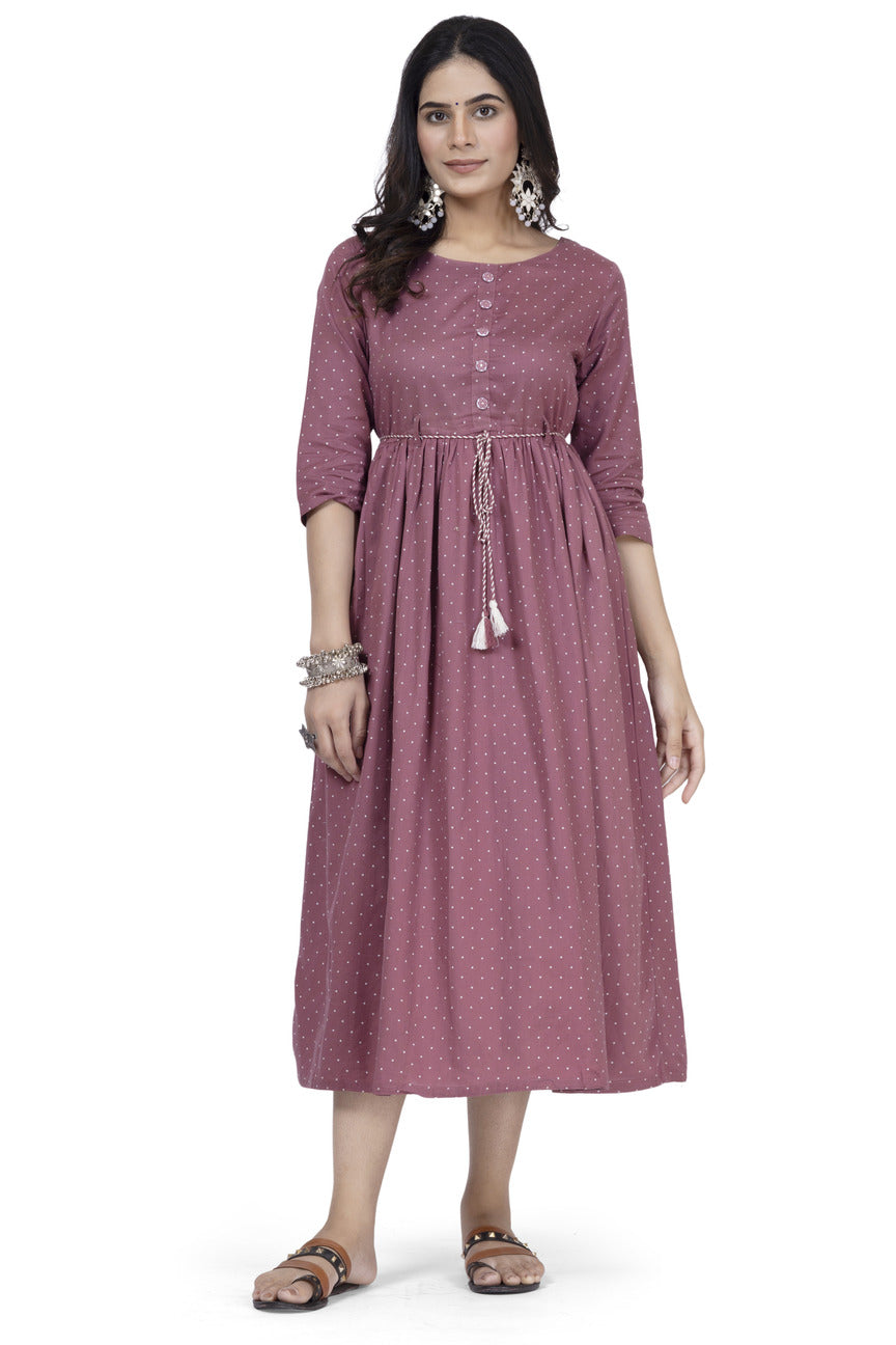 Cotton printed pink frock