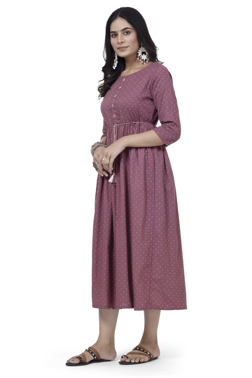 Cotton printed pink frock