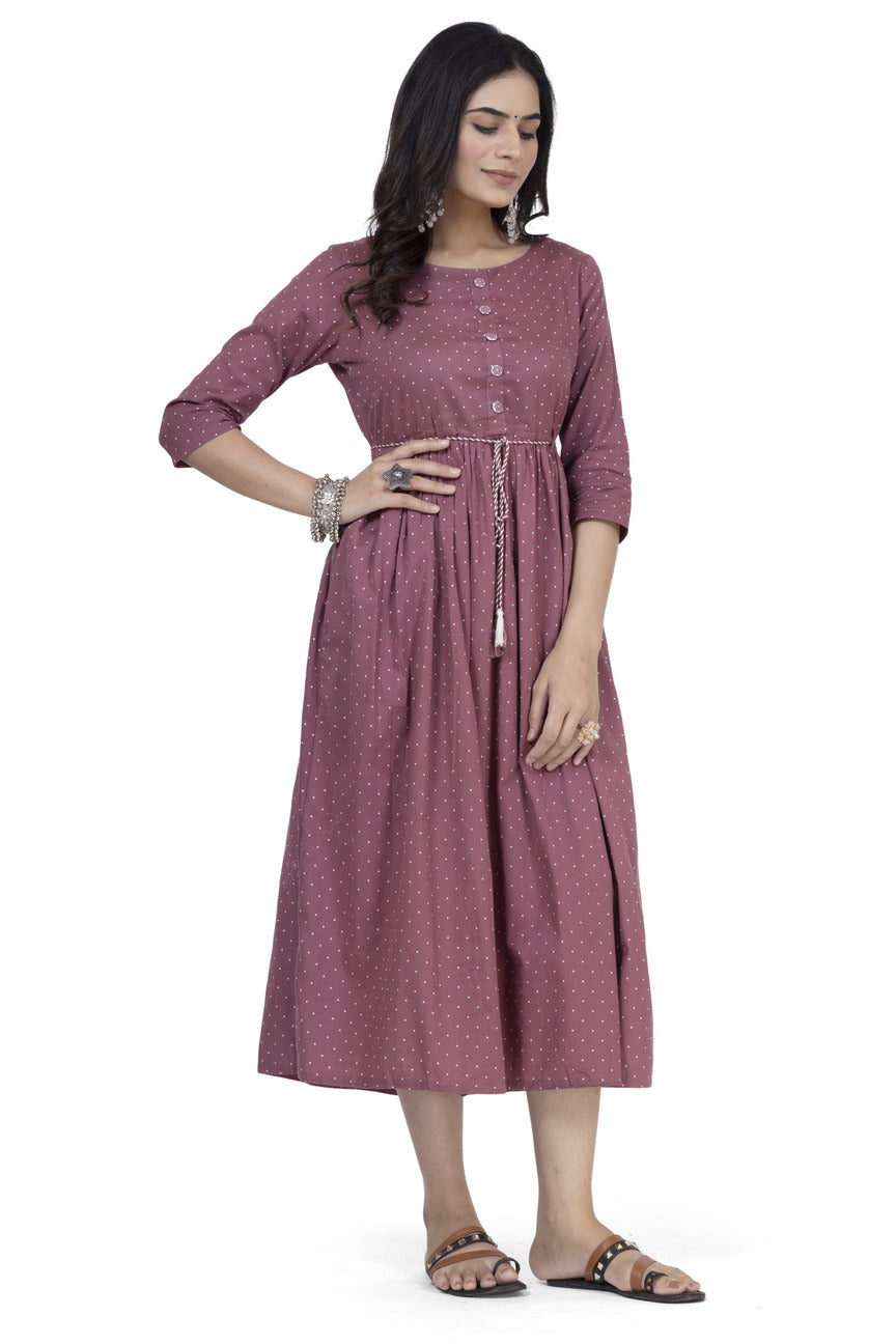 Cotton printed pink frock