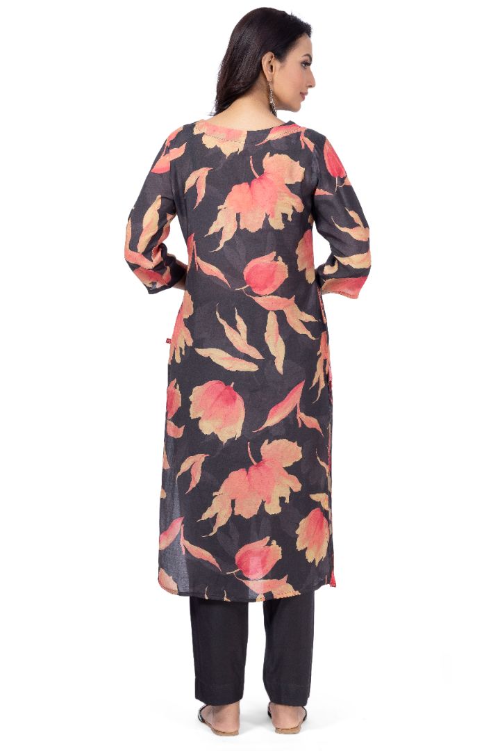 ETHNIC PRINTED KURTI WITH SOLID PANT