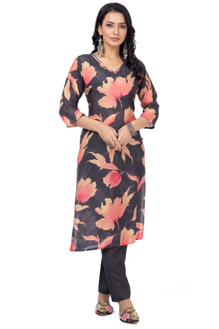 ETHNIC PRINTED KURTI WITH SOLID PANT