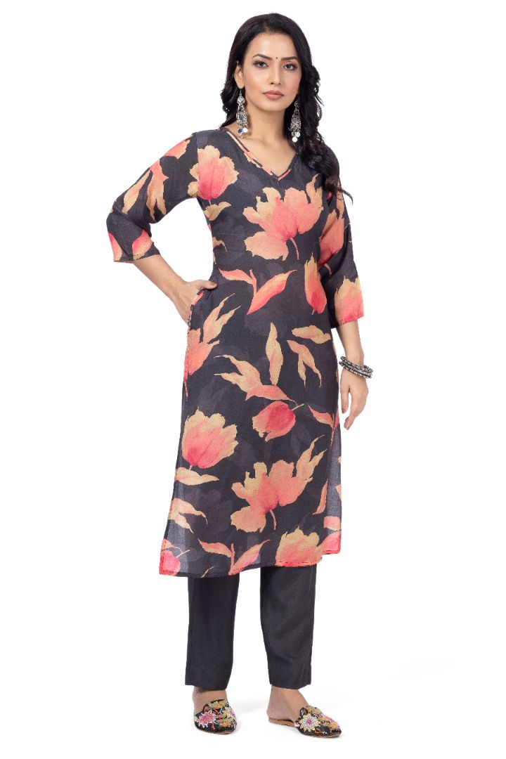 ETHNIC PRINTED KURTI WITH SOLID PANT