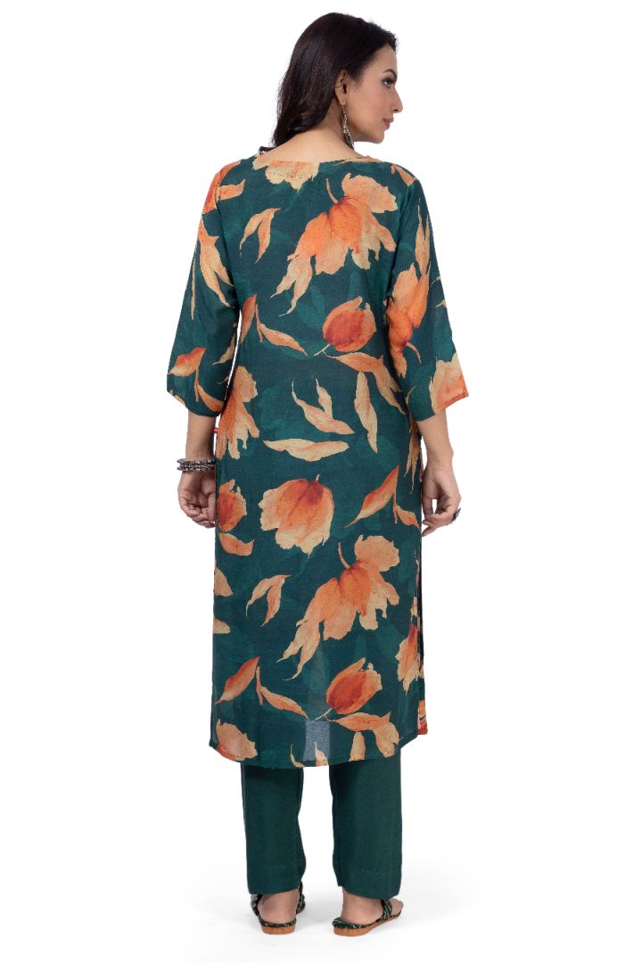 ETHNIC PRINTED KURTI WITH SOLID PANT