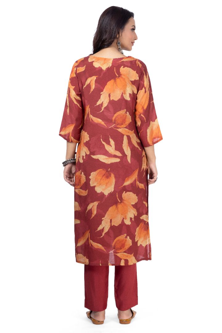 ETHNIC PRINTED KURTI WITH SOLID PANT