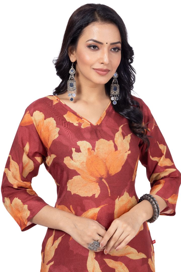ETHNIC PRINTED KURTI WITH SOLID PANT