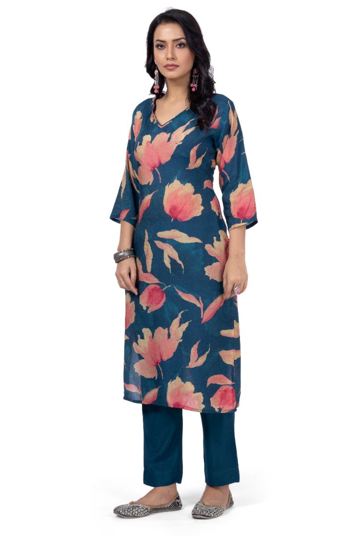 ETHNIC PRINTED KURTI WITH SOLID PANT