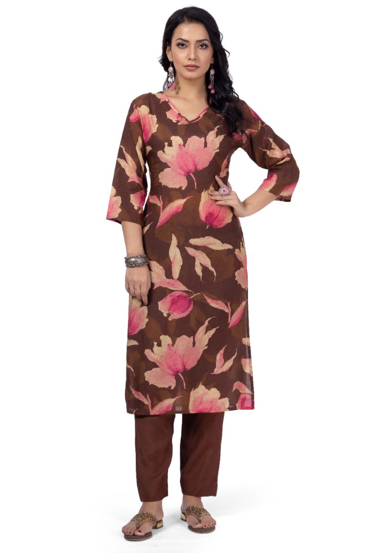 ETHNIC PRINTED KURTI WITH SOLID PANT