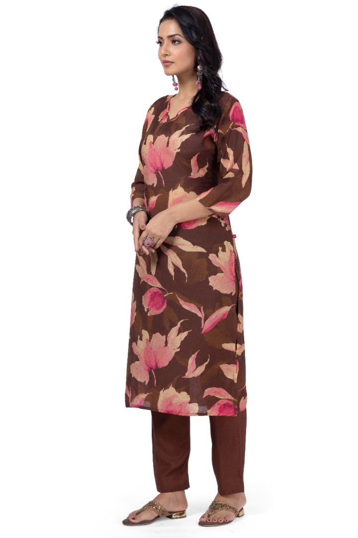 ETHNIC PRINTED KURTI WITH SOLID PANT