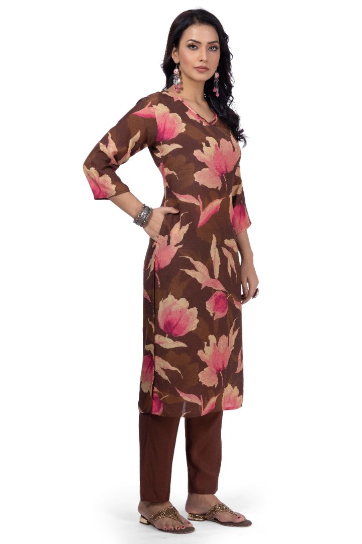 ETHNIC PRINTED KURTI WITH SOLID PANT