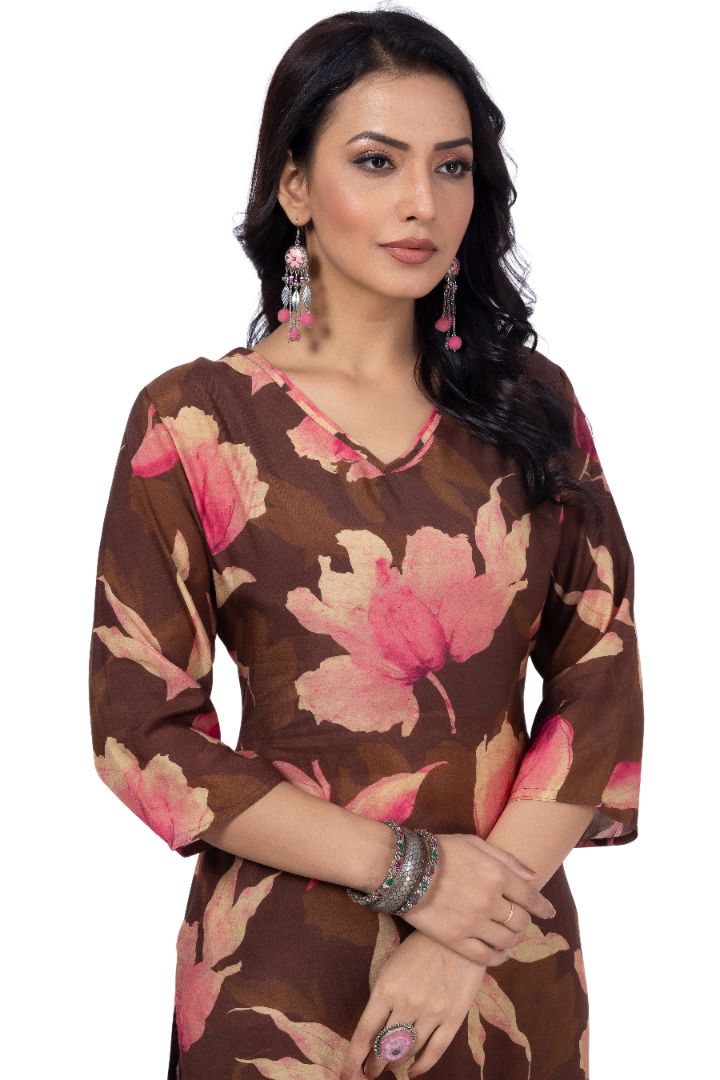 ETHNIC PRINTED KURTI WITH SOLID PANT