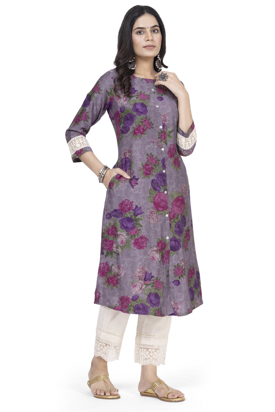 Purple Kurta Muslin