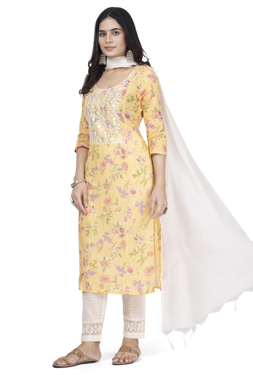 Yellow Kurta Set Cotton